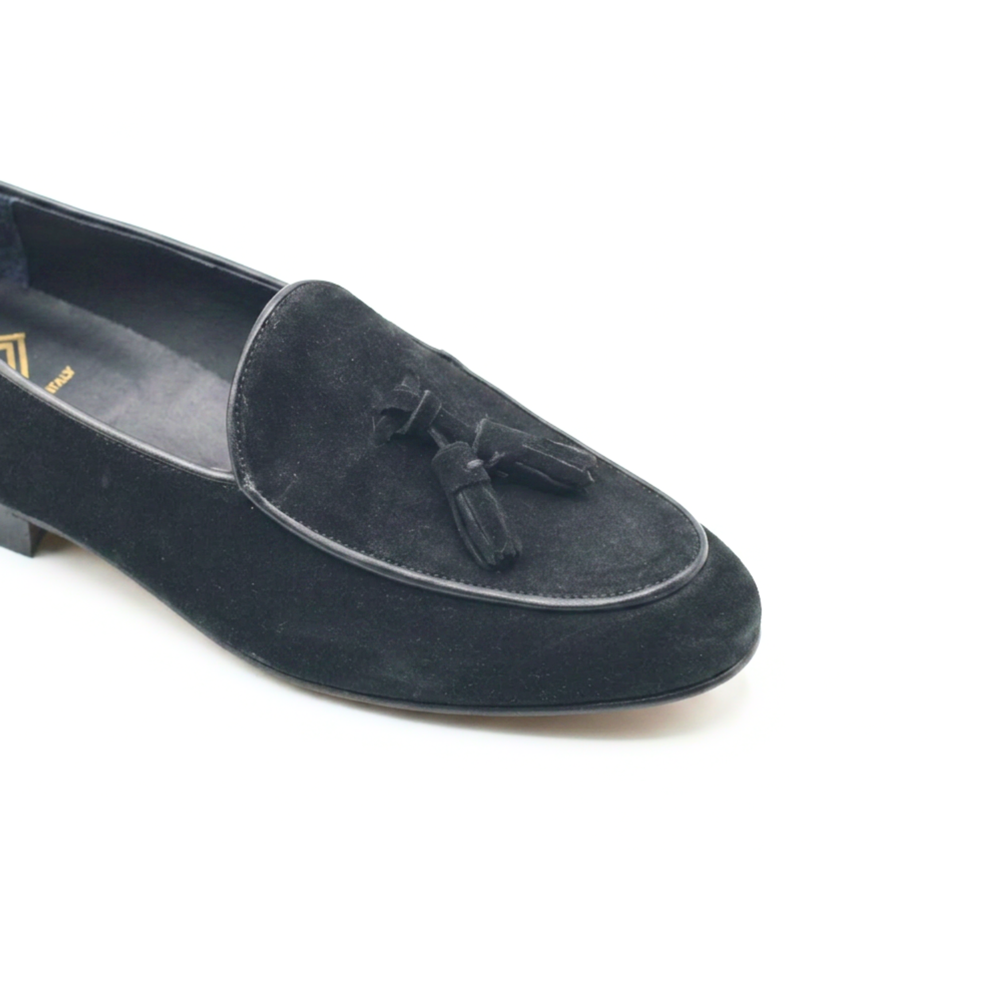 Mocasín de lujo para hombre en ante con suela de cuero