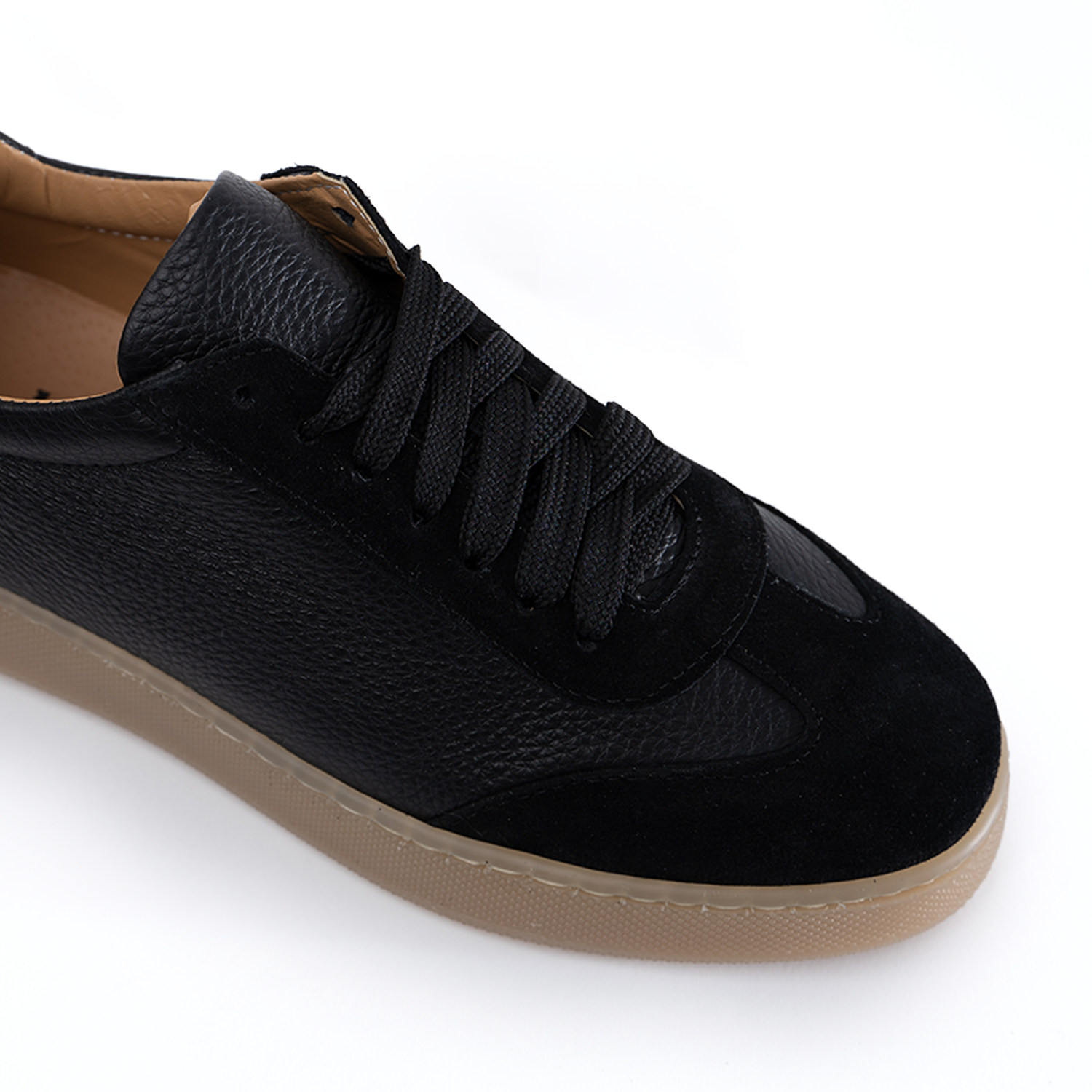 Zapatillas Fusion fondo ámbar claro para hombre en piel auténtica botolada